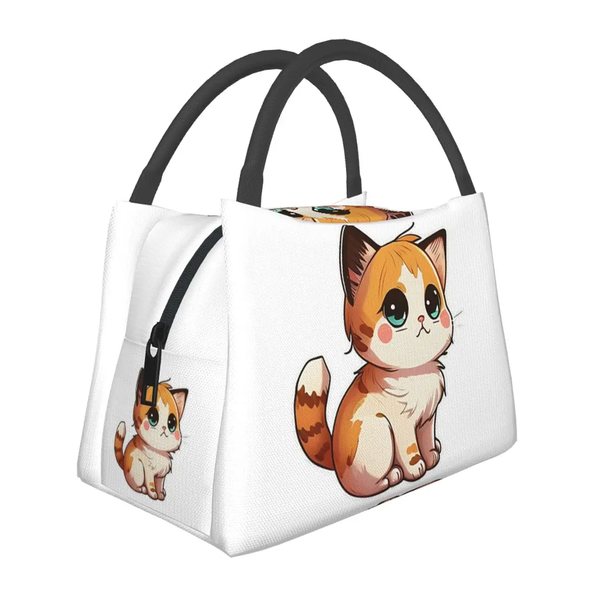 

Милые аниме-оранжевые сумки для обеда с котом, изолированная коробка для бенто, многоразовая сумка для обеда, сумки для пикника, термосумка-холодильник для женщин и девочек, работа