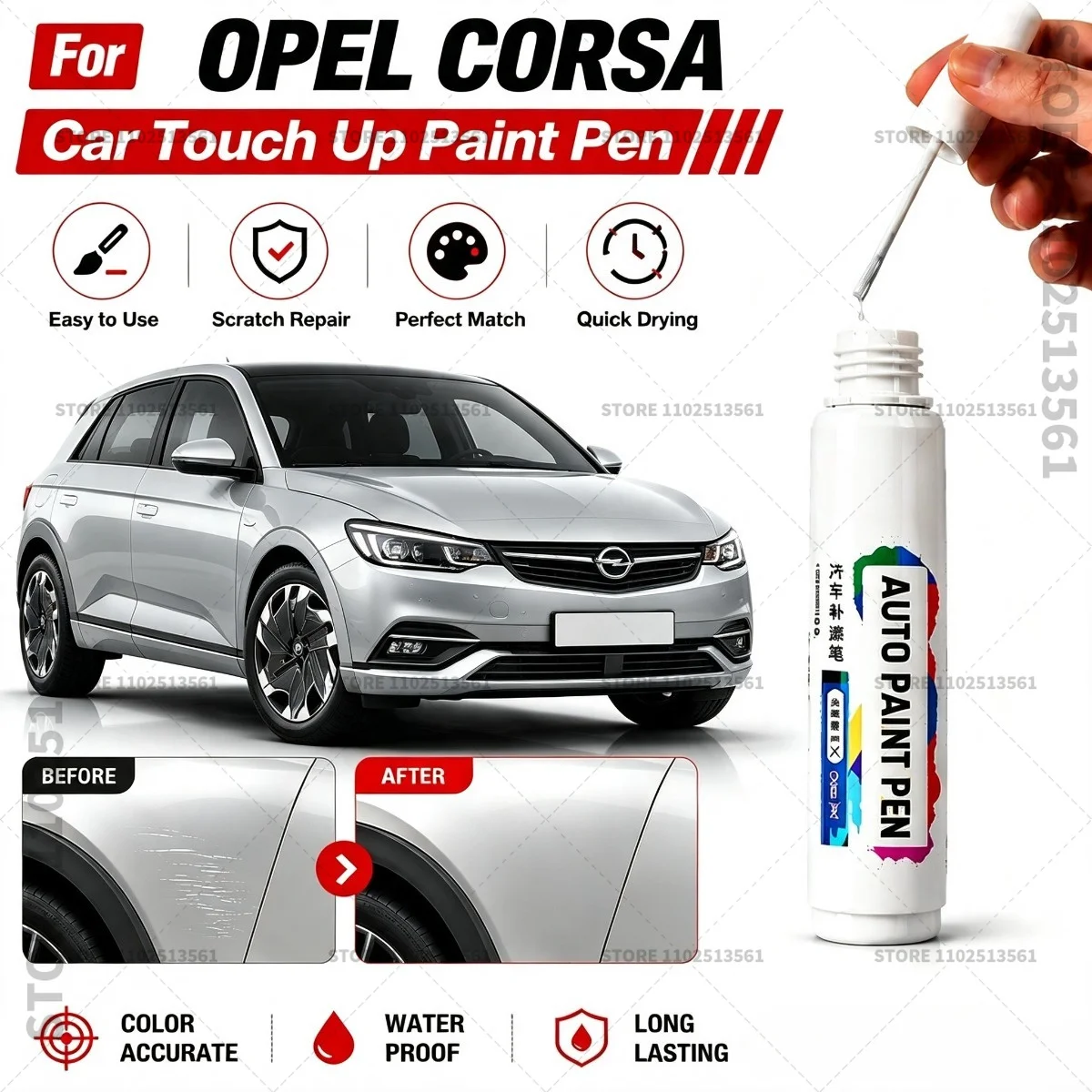 Car Paint Touch Up Pen Scratch Repair Remover Auto Body Repair Marker Waterproof Car Paint Repair Tool For OPEL CORSA White Blue