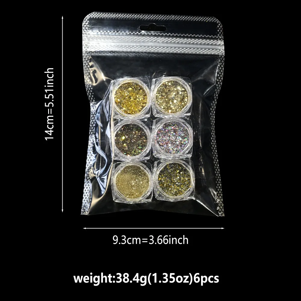 6 ピース/セット新しいネイルグリッター女性のためのエレガントでファッショナブルなマニキュアアクセサリー