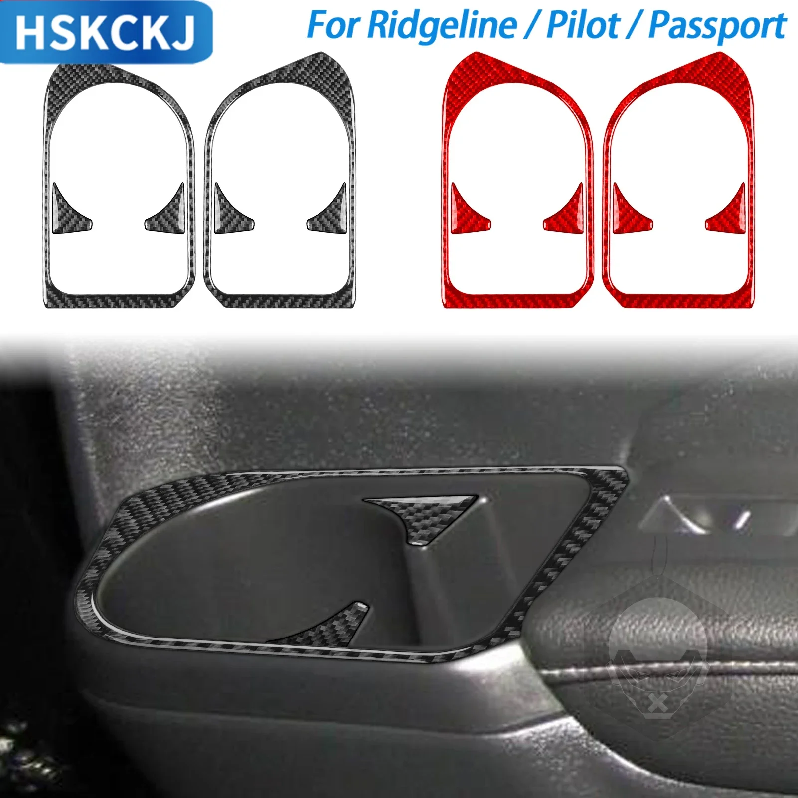 

For Honda Ridgeline Pilot Passport Car Accessories Carbon Fiber Rear Door Cup Holder Panel Interior Cover Trim Modified Sticker