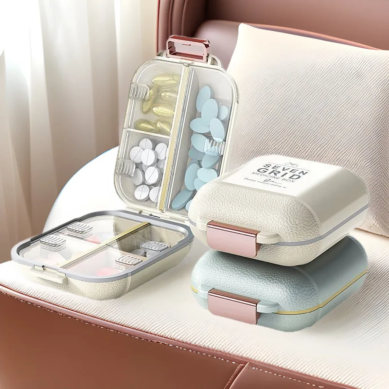 Portable Travel Medicine Box Mini Pill Organizer Moisture-Proof Compact Container for Daily Doses Week-long Supply