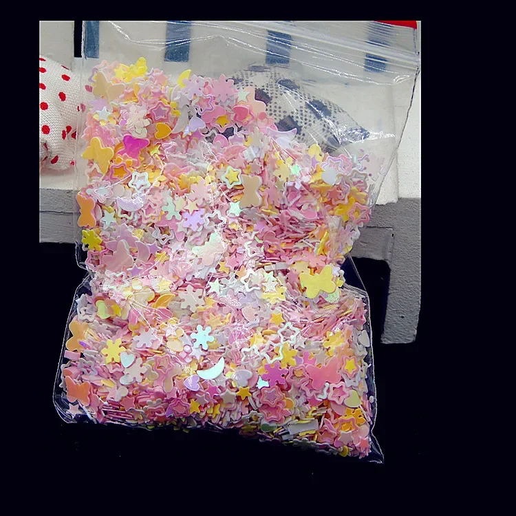 Mix per unghie Paillettes Glitter Coriandoli Fiocchi colorati per artigianato fai-da-te Decorazione per unghie e trucco Love Star Flower Design 15 grammi