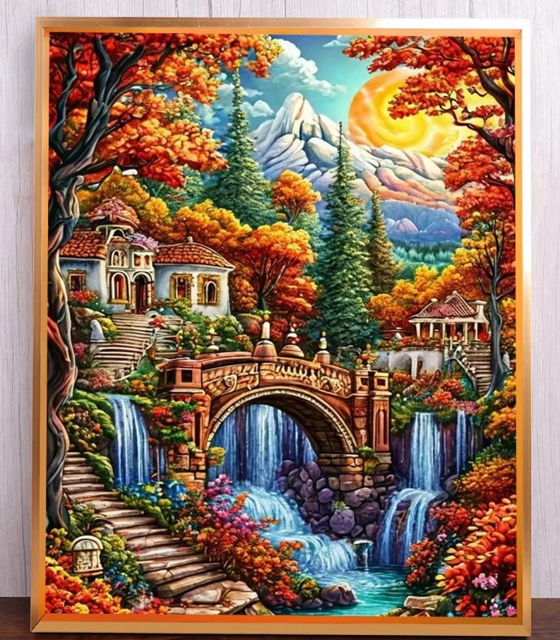 quebra-cabecas-paisagem-por-do-sol-cachoeira-500-1000-1200-2000-pecas-atividade-familiar-jogos-relaxantes-para-decoracao-de-casa-e-quarto-sem-moldura
