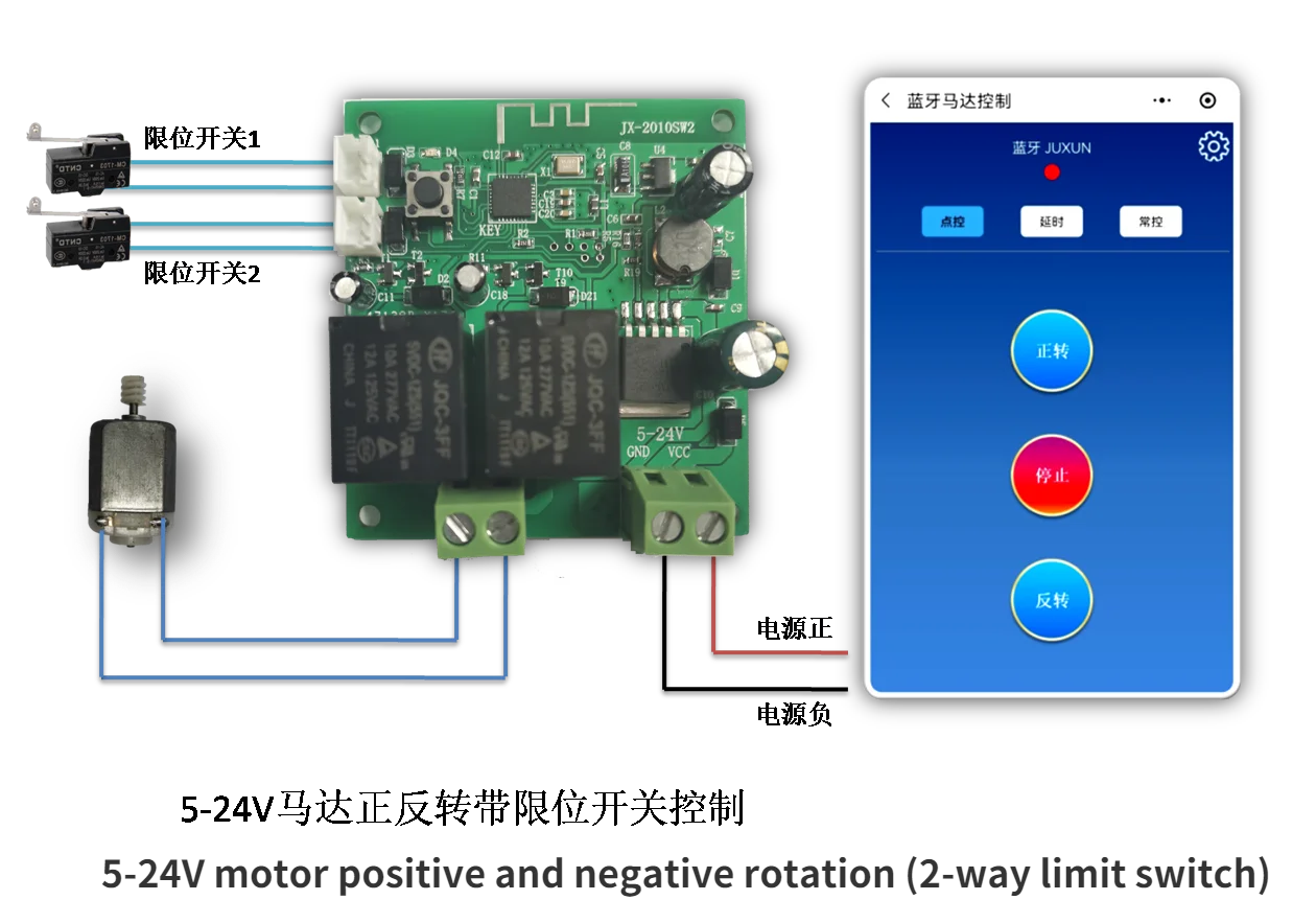 DC5-24v Bluetooth Small Motor Motor Positive and Negative Limit Switch Massage Control Panel