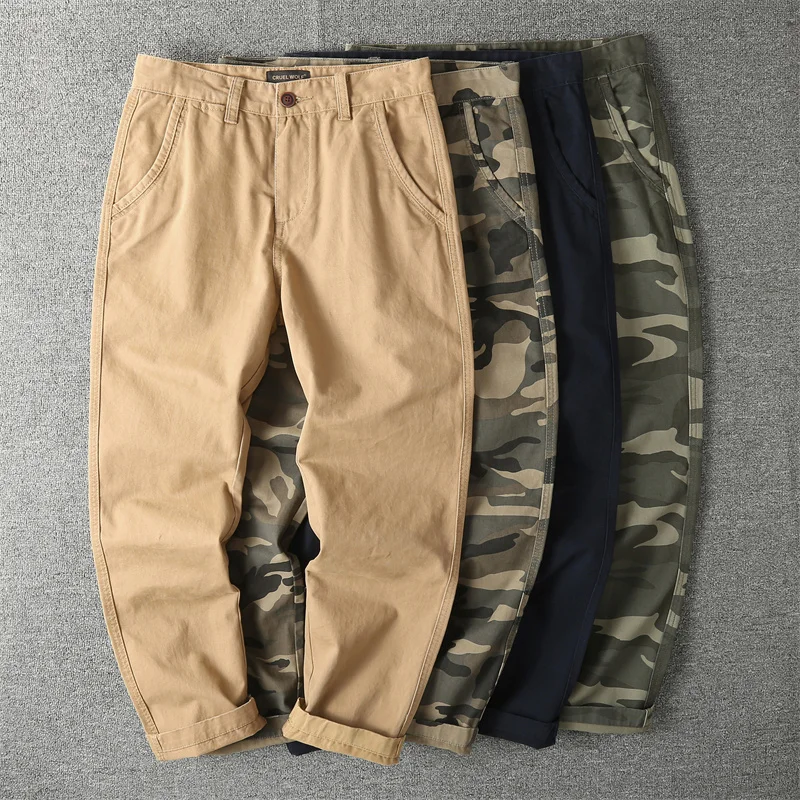 Men's Autumn Casual Pants Tactical Camouflage Cargo Pants Fashion Full Length Trousers Working Pants Outdoor Pants