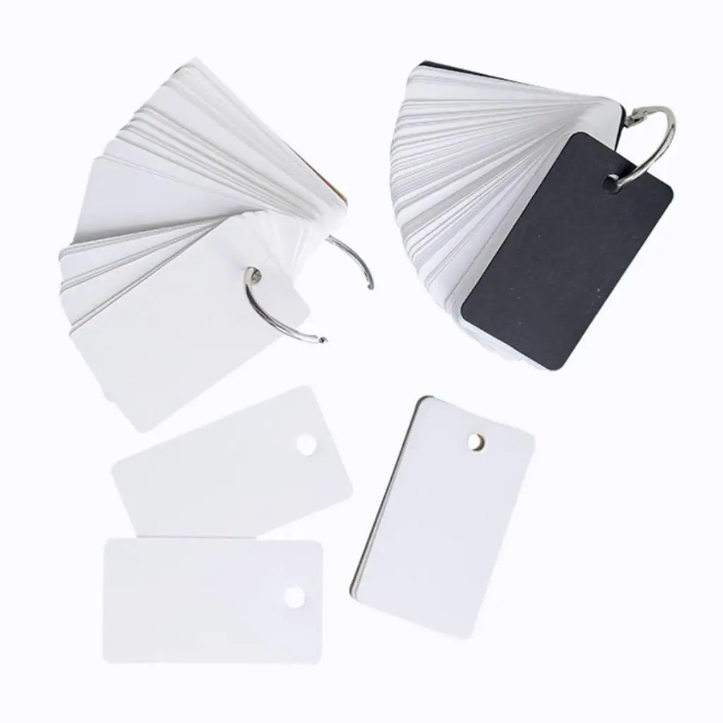 1 Piece (100 Sheets Per Piece) Blank Flash Cards With Rings Index