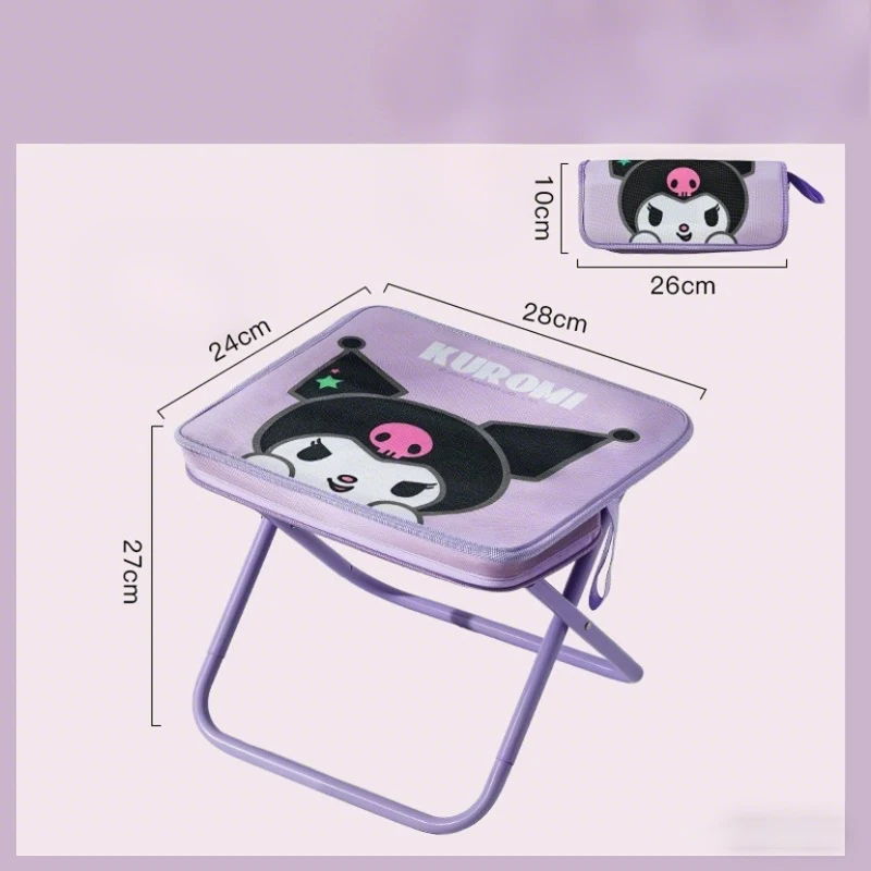 애니메이션 산리오 헬로 키티 마이 멜로디 시나모롤 쿠로미 접이식 스툴 귀여운 휴대용 야외 캠핑 펜 케이스 스툴