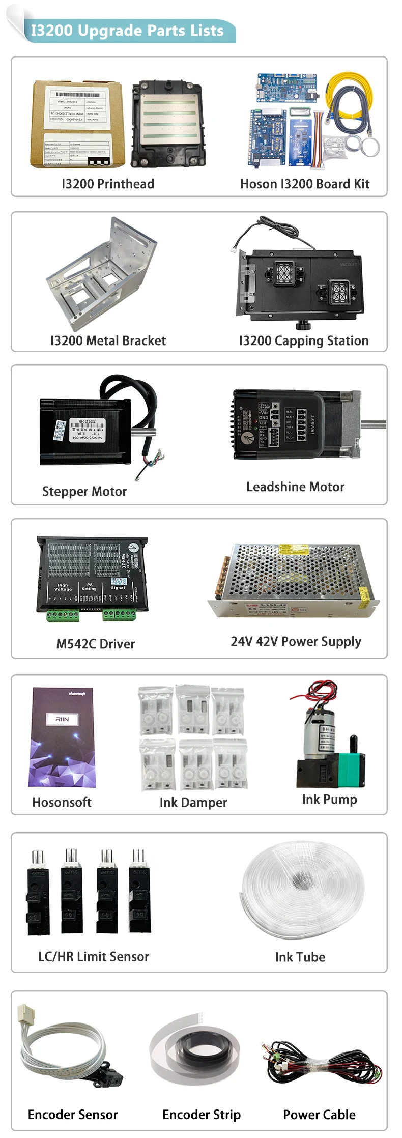 whole set double heads i3200 print head upgrade kit for DX5 DX7 XP600 convert to i3200 A1 E1 U1 printhead upgrade set