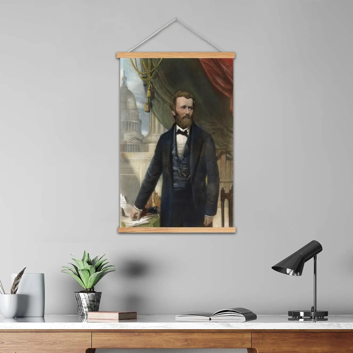 ulysses s grant president Framed Wall Painting Canvas Art Poster and Wall Art,  Modern Family Bedroom Decor,Decorative painting