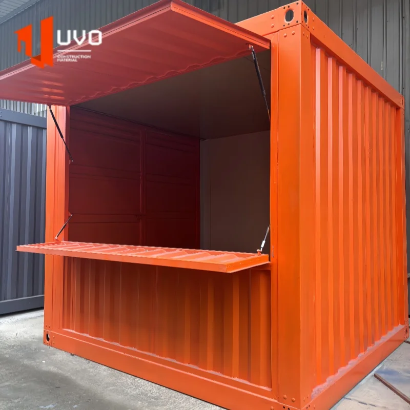 Mini contenedor móvil de comida rápida de 10 pies, casas de diseño moderno, contenedor de envío modificado para exteriores, cafeterías, cafetería emergente, cafetería, tienda