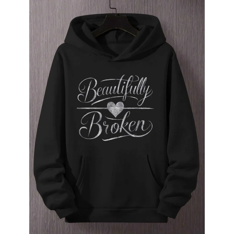 

Мужская толстовка с двойным сердцем и принтом «Красота разбитого сердца», модная повседневная толстовка на весну и осень, подходит для свиданий и шопинга.