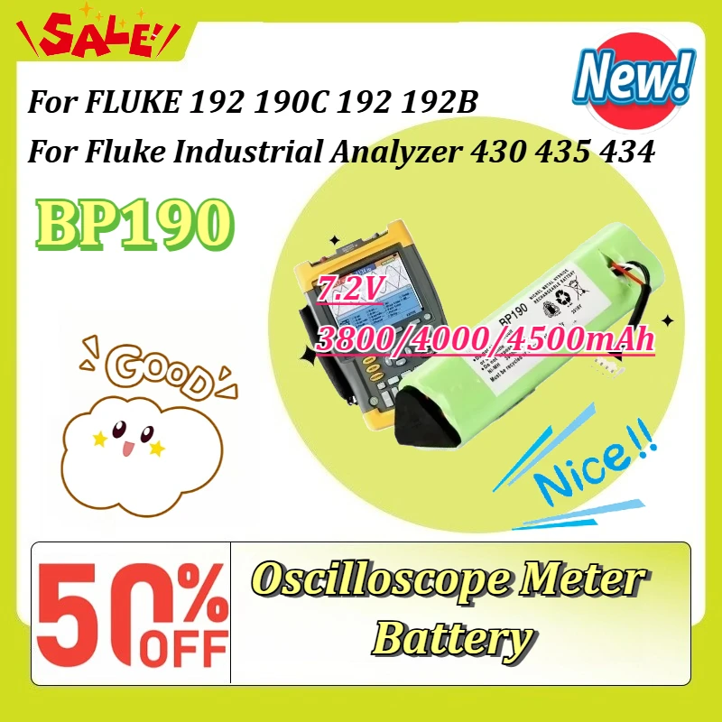 BP190 7.2V 3800/4000/4500mAh Oscilloscope Meter Battery for FLUKE 192 190C 192 192B for Fluke Industrial Analyzer 430 435 434