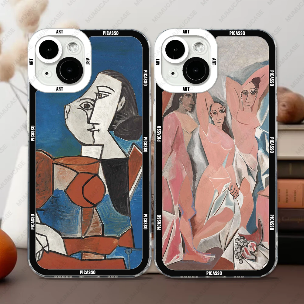 Case For iPhone 15 14 13 12 11 Pro Max Mini XS X XR SE 7 8 Plus Soft Cover Picasso Art