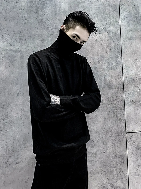 

Модный мужской хлопковый свитер с высоким воротником, свободного кроя, повседневный, вязаный, теплый, молодежный, зимний, DZ8