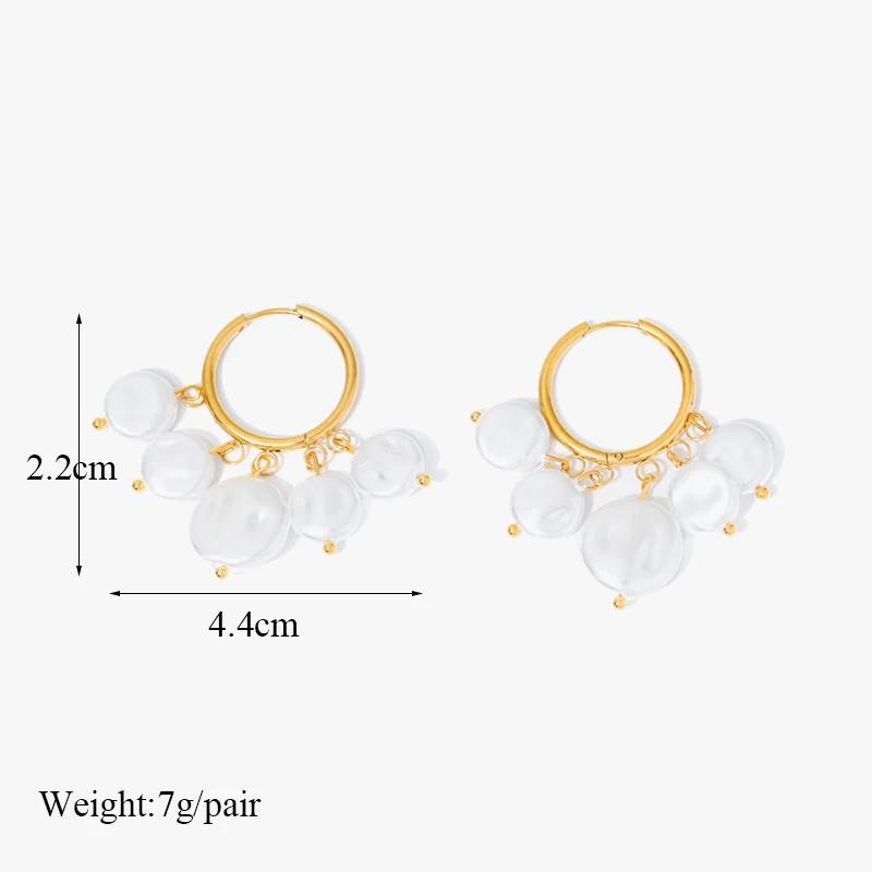 EILIECK-Boucles d'oreilles perlées en acier inoxydable pour femmes, boucles d'oreilles à breloques SION L, haute qualité, bijoux de fête pour filles, accessoire cadeau