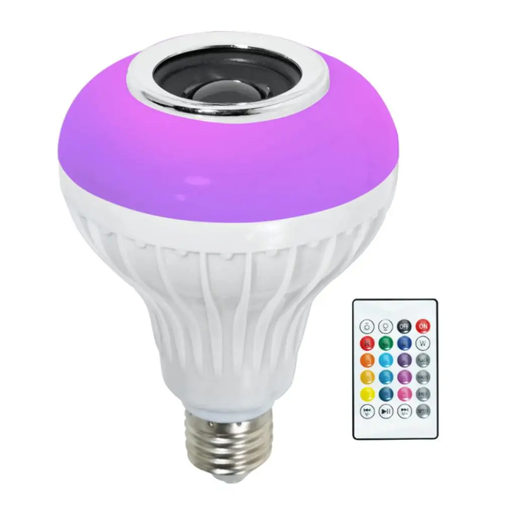 

E27 5-7W Smart Light Bulb Speaker Bluetooth RGB 6500K White Color Changing Dimmable LED Bulb Remote Control Night Light