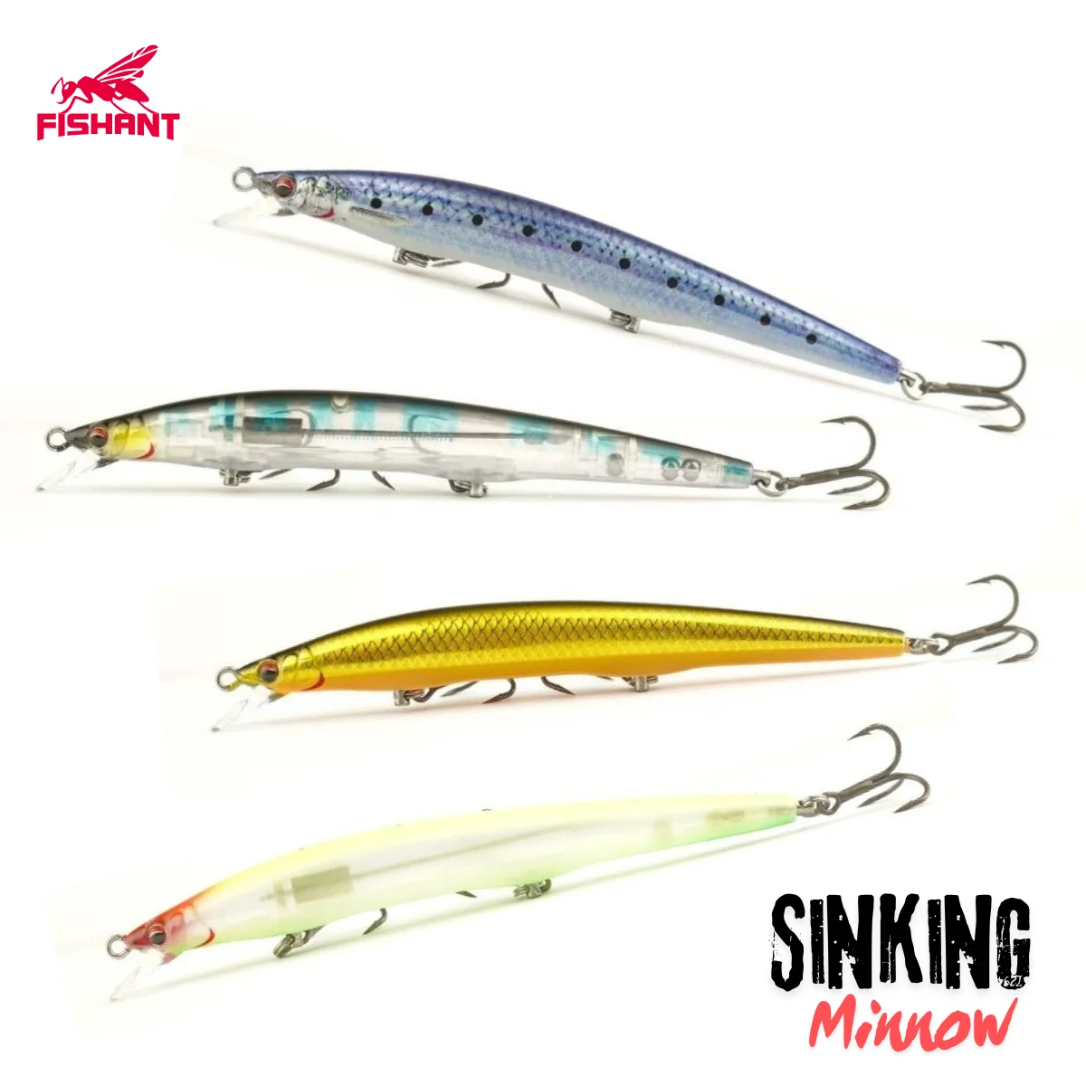 

FISHANT Slow Sinking Minnow Lure - Ultra Long Cast Artificial Bait for Topmouth Culter, Elopichthys Bambusa & Bass Fishing