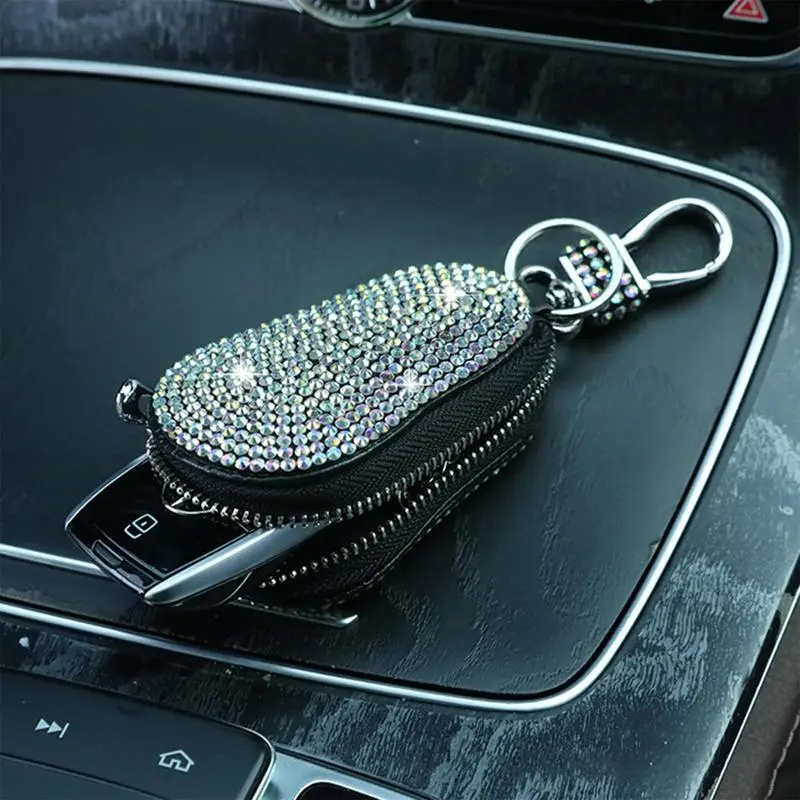 Car Key Holder Gourd Shape PU Key Bag Creative Key Ring Protector Diamond-encrusted Design key box for men &women auto supplies