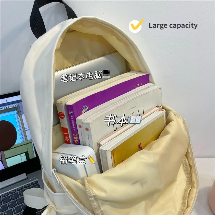 Women Backpack Japanese Style Ins Cute Girls Bow Schoolbag Large Capacity Travel Mochila Sweet Fashion Student Schoolbag Female