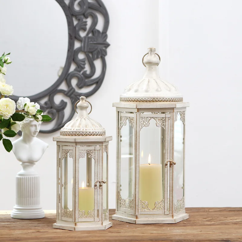 Retro wrought iron candlestick romantic wedding wind lamp ornament