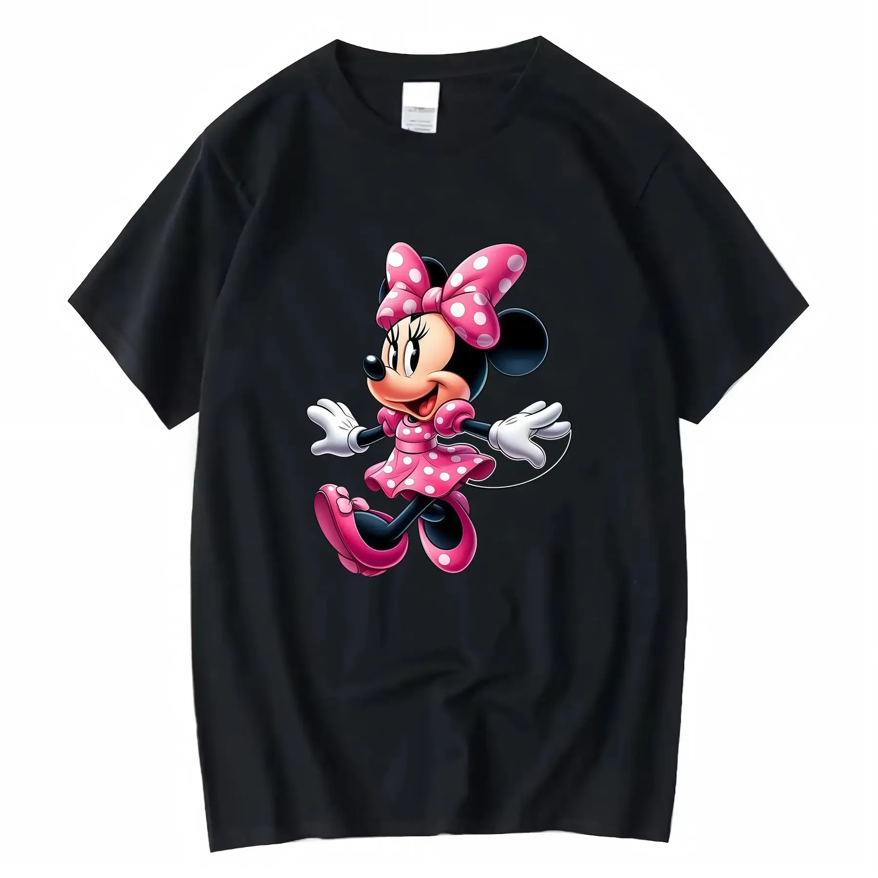 

Minnie Mouse Cotton Crew Neck T shirt for Girls with Polka Dot Design Breathable and Comfortable Summer Casual Wear vintage