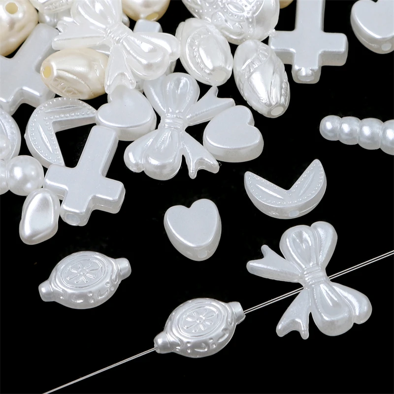 Baroque Style ABS Pearl Beads Charm Heart Cross Butterfly Irregular Pendant for Earring Bracelet DIY Jewelry Making Accessories
