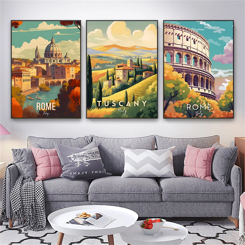 다채로운 이탈리아 여행 장면 아트 포스터 Cinque  - Home Decor Canada 리뷰 및 가격