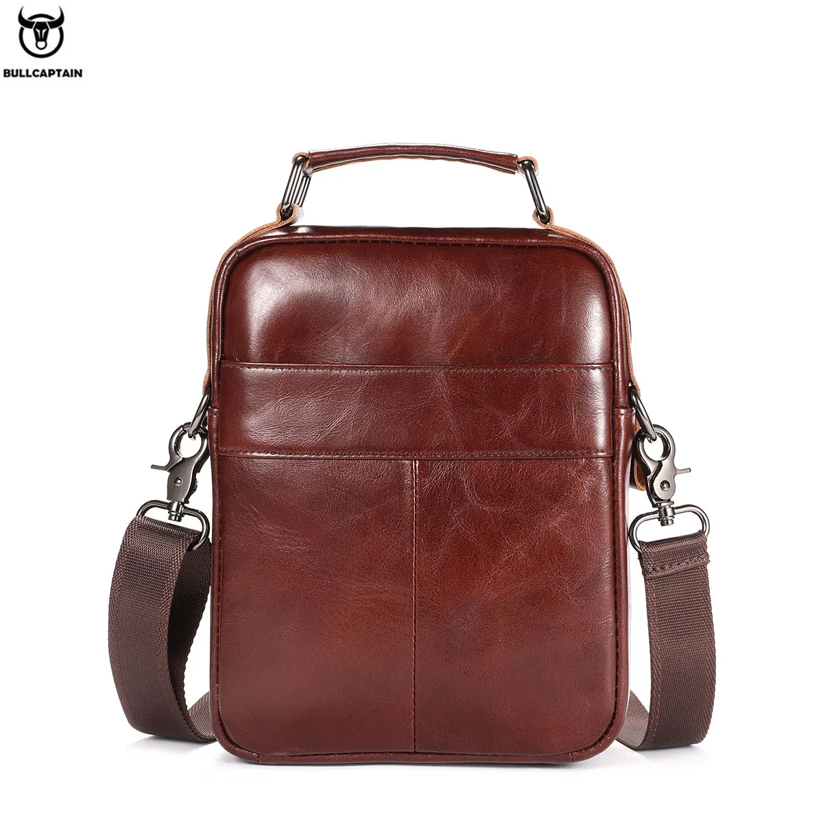 BULLCAPTAIN New Genuine Leather Men Vintage Handbags Flap Men\'s Shoulder Bag Casual Office Messenger Bags Fashion Crossbody