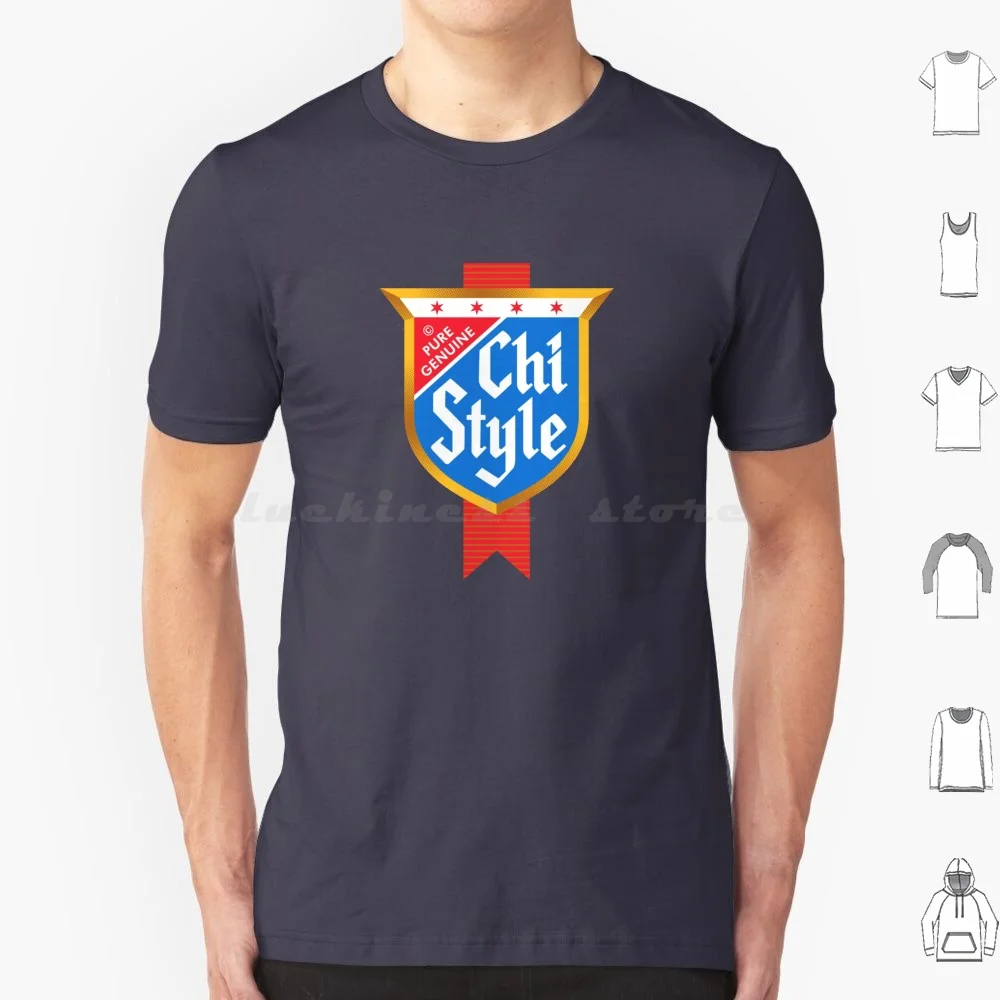 Camiseta estilo Chi talla grande 100% algodón estilo Chicago cerveza Logo papás cerveza Vintage Retro azul marino Pier Sears Tower Pizza Hot Dog