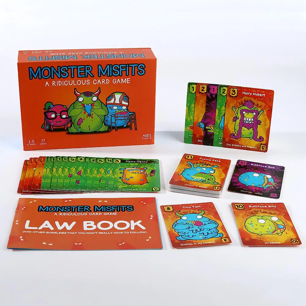 

Funny Monster Card Game for 2-5 Players, 77 Cards, Fun Character Designs,Arcade Style Tabletop Game,Humorous Party Entertainment