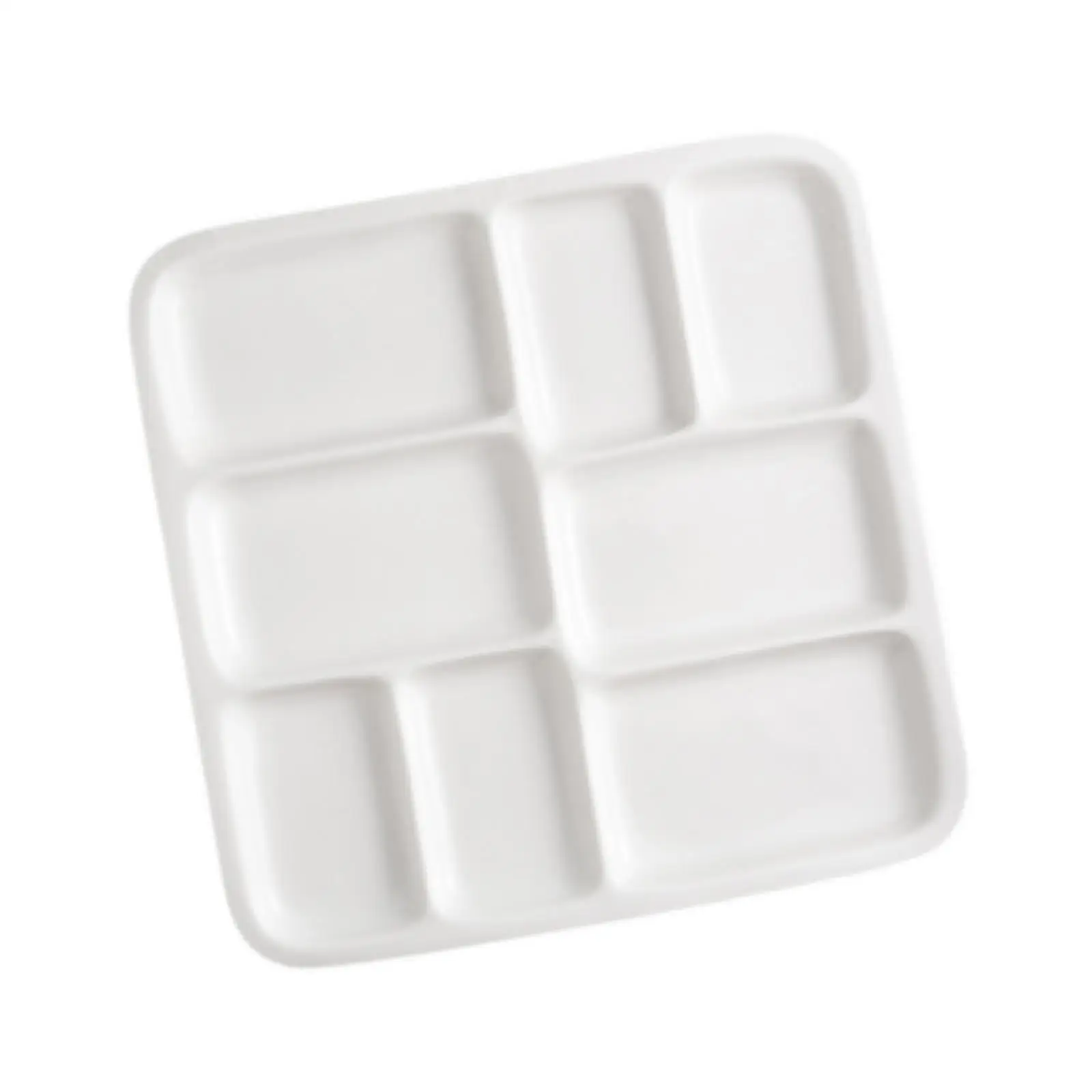 White Ceramic Watercolor Mixing Tray Square Palette with 8 Wells for Professional Gouache Oil Blending