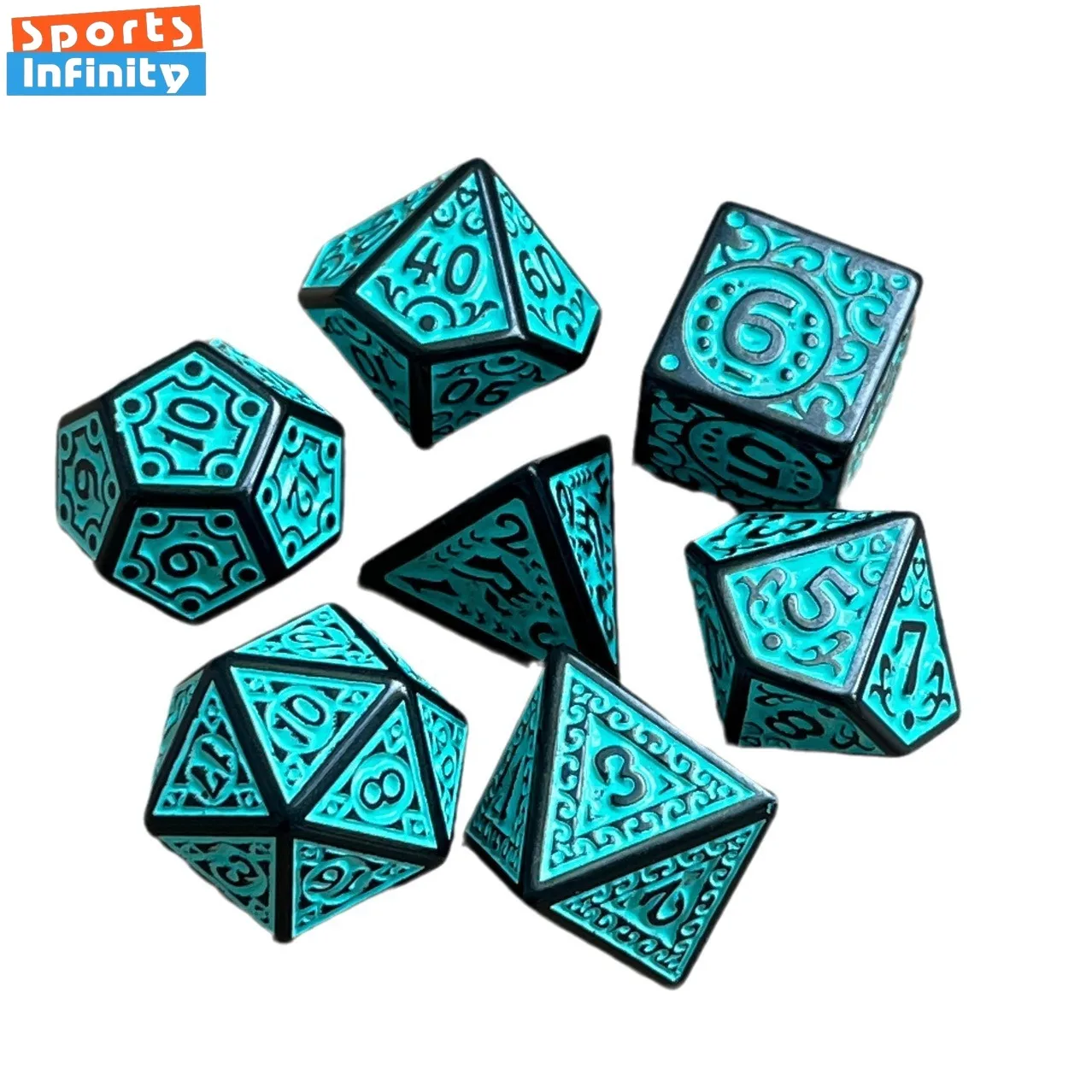 7pcs/set Hollowed Out Pattern Digital Dice Set for TRPG RPG COC Cthulhu D20 D12 D10 D8 D6 D4 Table Game Board Game Dnd Dice Set