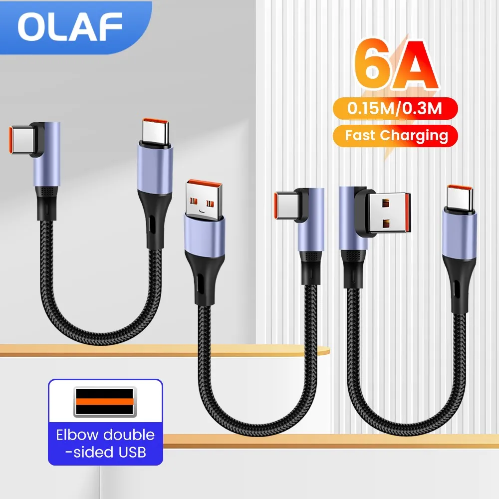 6A 0.15m/0.3m Short Cable Type C To USB C Cable Fast Charging USB Type C To USB C Data Cable For iPhone 15 16 Samsung Power Bank