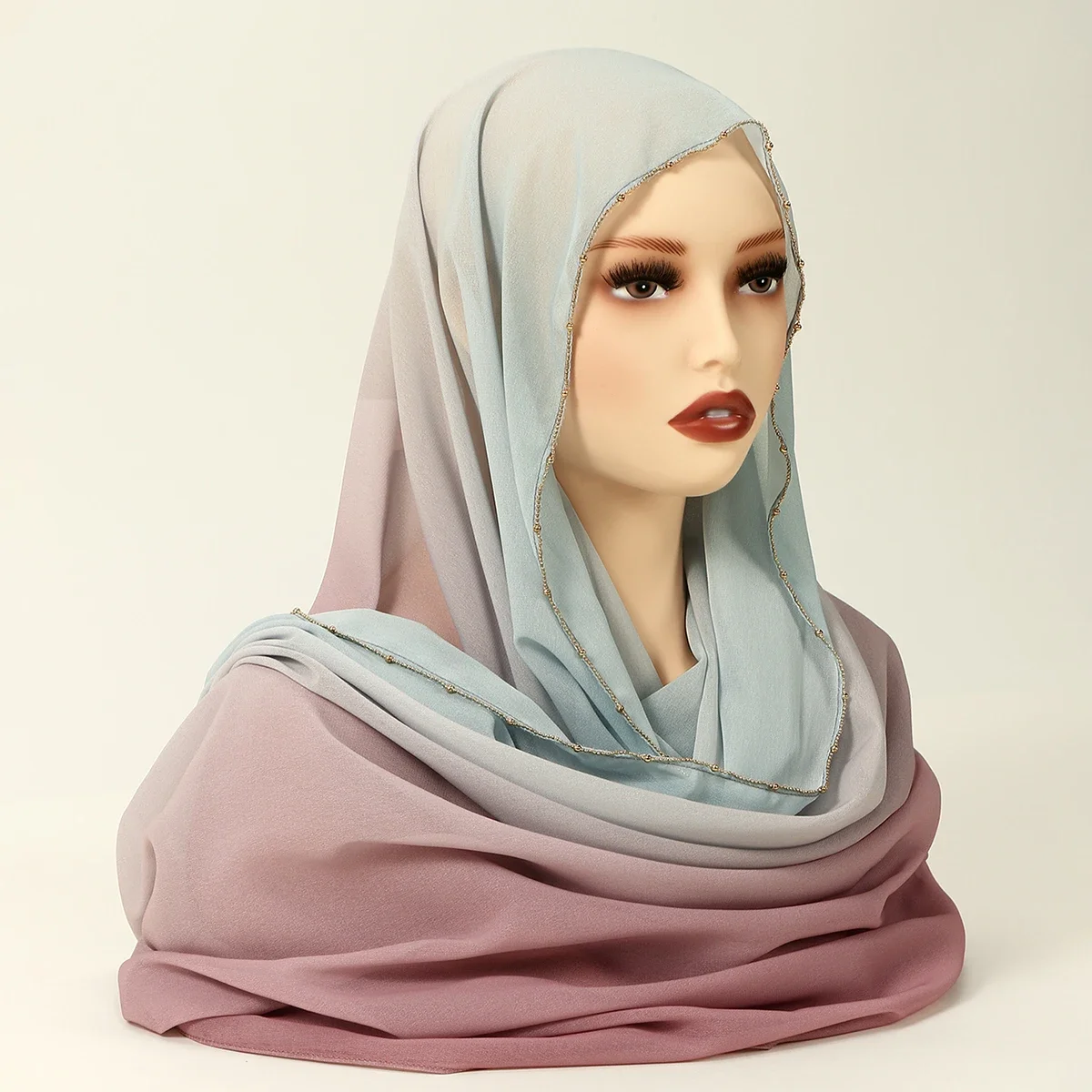 جديد مسلم التدرج الشيفون الحجاب وشاح طويل شال الخمار جودة عالية موضة مسلم عقال منديل 180*70 سنتيمتر #3