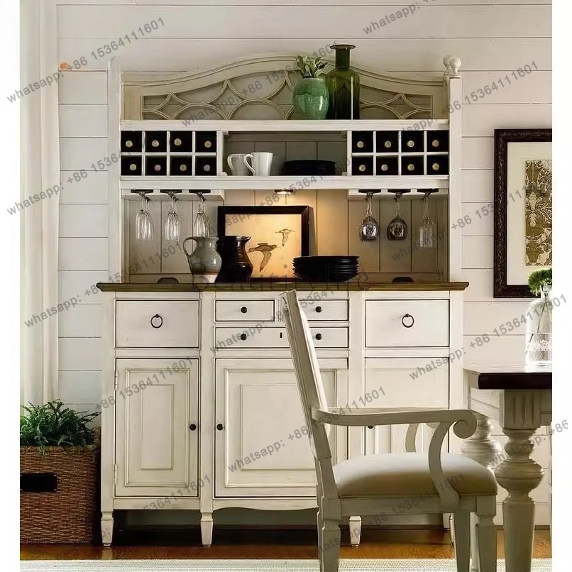 

American country solid wood wine cabinet, neoclassical art old, French partition cabinet