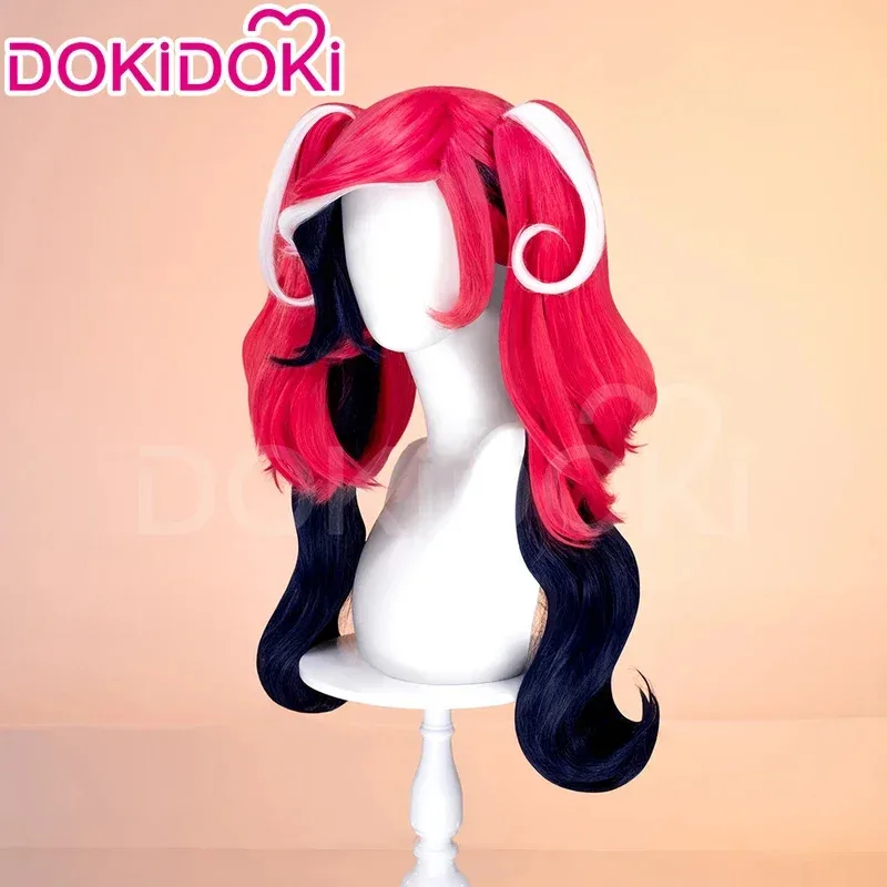 

qa156IN STOCK Velvette Wig Anime DokiDoki Women 80cm Red Black Hair Velvet Cosplay Precrimped Ear Clips Halloween Free W