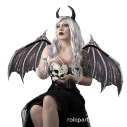 Creative Foldable Black and White Non woven Devil Bone Wings Halloween Carnival Ball Prop Performance Costume
