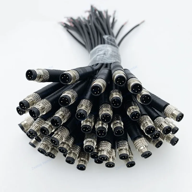 2Pcs M8 IP67 Waterproof 3 4 5 6 Pin Plug Metal Screw Male / Female