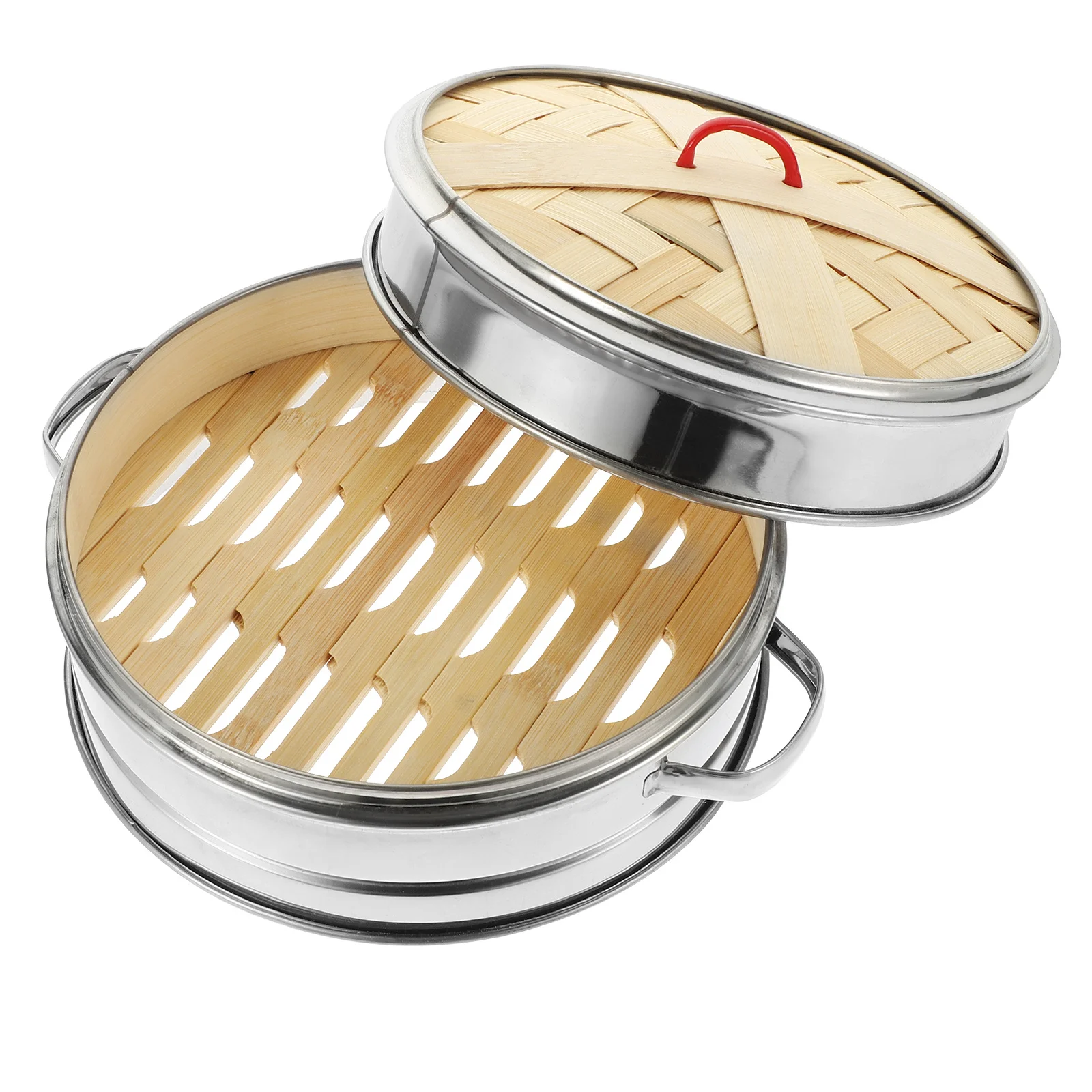 

1 set 1 Set Of Double-Ear Bamboo Steamer With Lid Steam Basket For Dumpling Bun Vegetable Fish Rice Kitchen Food Steamer