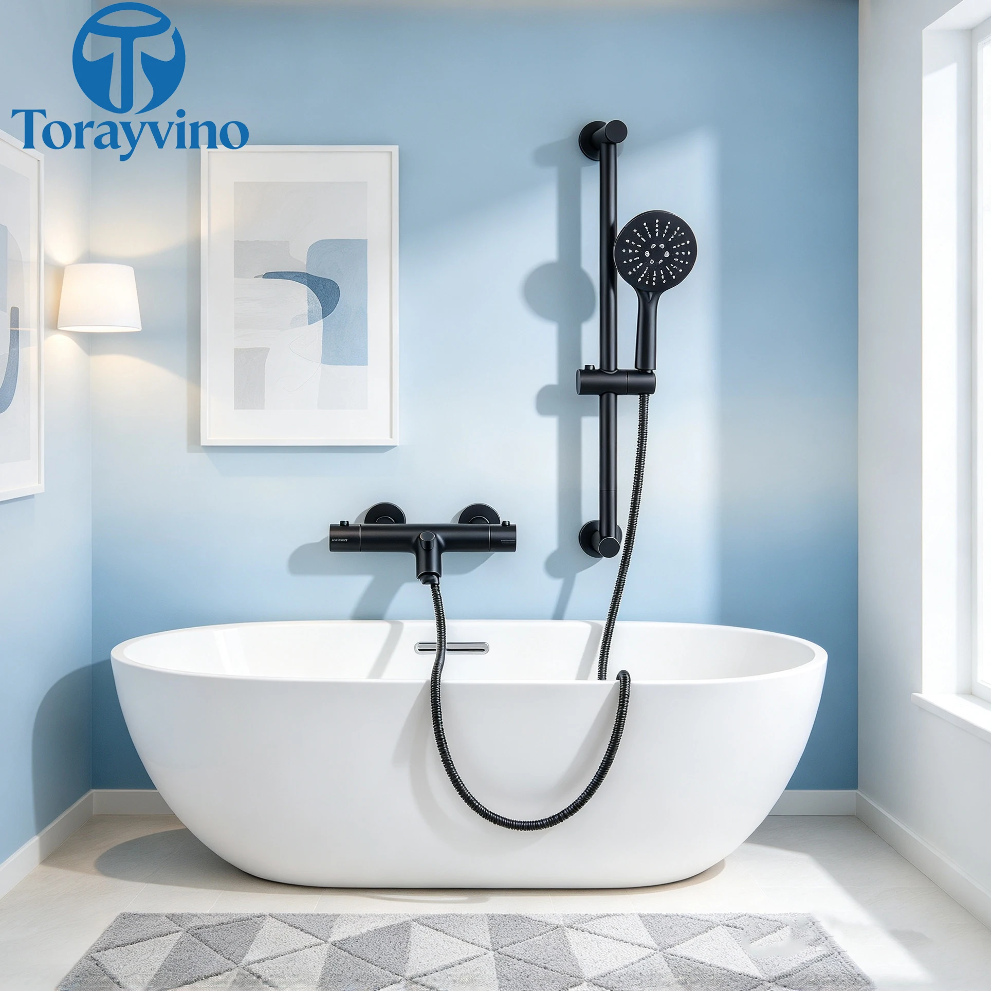 Torayvino Black Thermostatic Bathroom Bathtub Shower Faucet Set Tub Wall Mounted Sink Faucets Shower Systerm Bath Mixer Tap