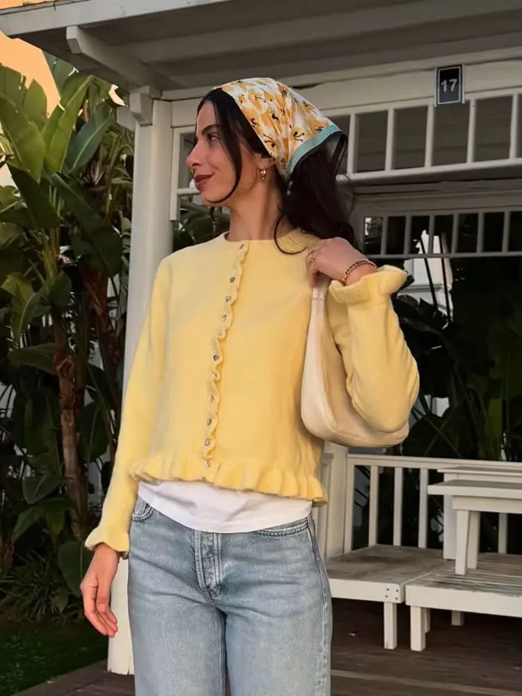 

HH Female Elegant Warm Single Breasted Casual Sweater Women's Winter Fashion Stacked Decorative Knitted Long Sleeve Cardigan