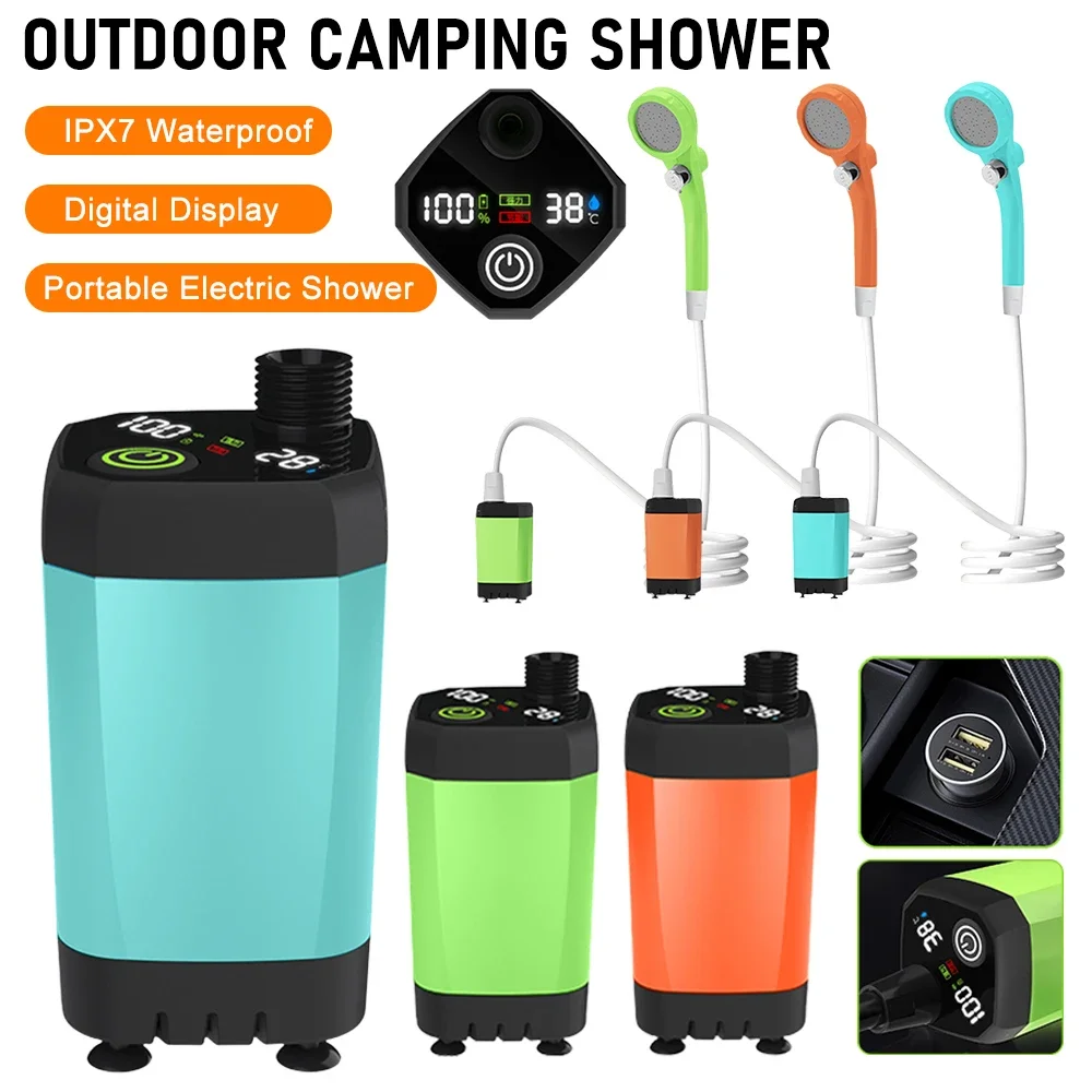 

Portable Camping Shower Outdoor USB Rechargeable Electric Shower Pump for Camping Car Washing Gardening Pet Cleaning