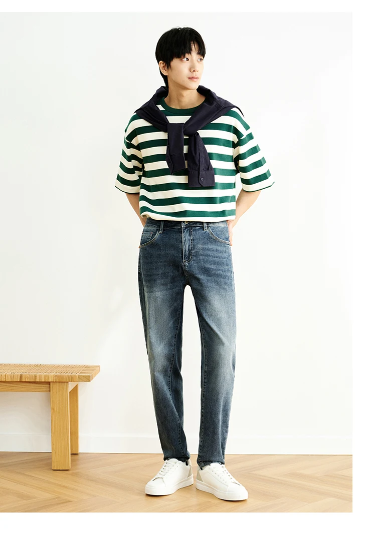 Semir Men Jeans Vintage Washed Elastic Cotton Soft Slim Leg Versatile Fashion 2026 Casual Daily Street Wear