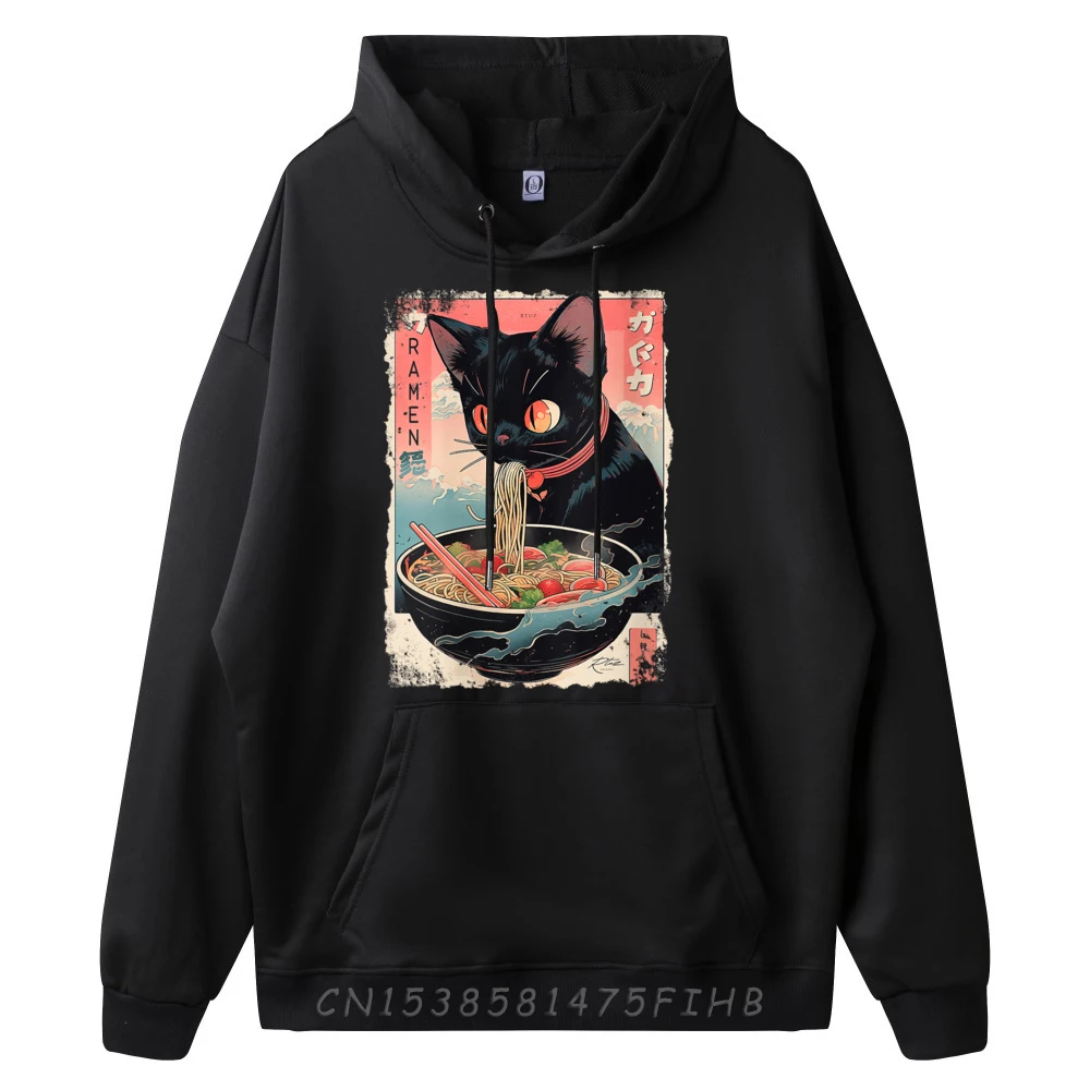 Cat Ramen Noodle Japanese Manga Ramen Cat Designer Hoodies Long Sleeve Hoodie Men HOLIDAYS