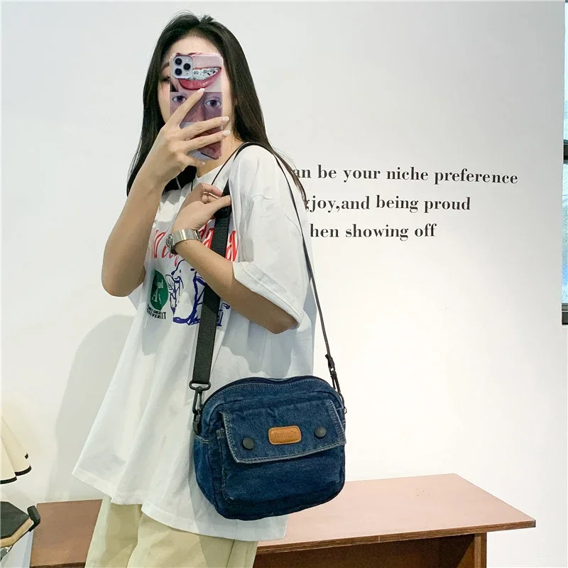 Small Denim Women's Bag New Jeans Pocket Canvas Shoulder Bag Cowboy Handbags Vintage Messenger Bag Y2K Eco Bag Korean Satchels