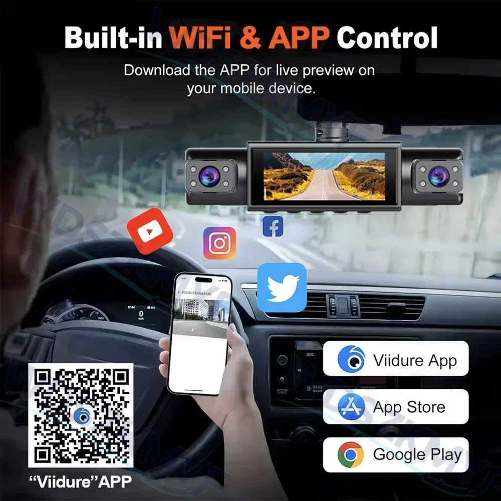 WiFi 4 Channel Dashcam Rear View Camera FHD 1080P cars Black Box 170° Wide Angle Loop Recording 3 Camera Driving car accessories - view 4