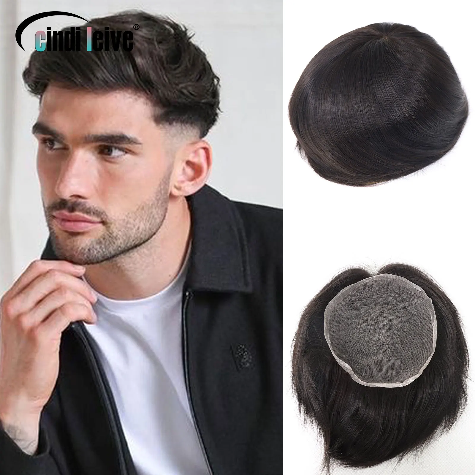 

Натуральный черный полный кружевной мужской парик из человеческих волос, прямой мужской парик для мужчин 613, светлый парик волос, мужской капиллярный протез