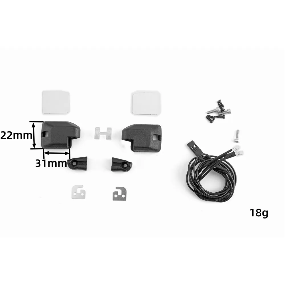 

For 1/10 TRX4 bronco G500 Defender Wrangler RC Car Rearview Mirror Foldable with LED Turn Signal Lamp Hazard Lights Lens Parts