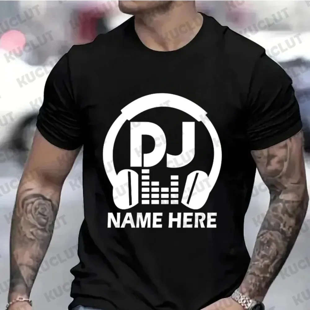 T-shirts for Men Personalised Custom DJ Music Headphones T-shirt Singing Club Singer Birthday Gift Tshirts DIY Unisex Tee Top