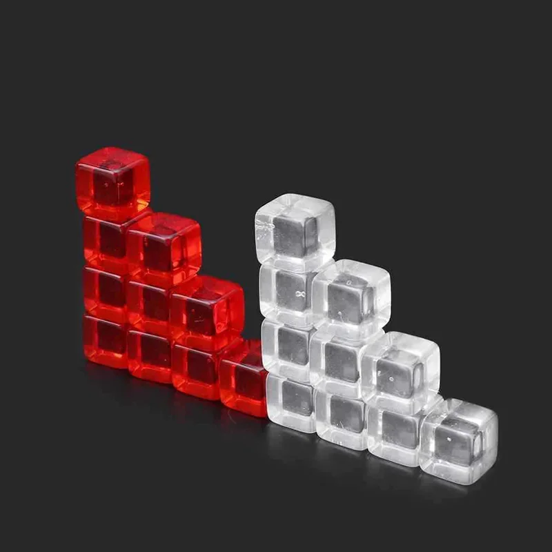 10Pcs/set  Transparent Square Corner 4 Kinds Colorful Crystal Dice Chess Piece  Puzzle Game Accessory 16mm